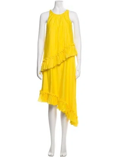 Pre-owned Thomas Wylde Crew Neck Midi Length Dress In Yellow