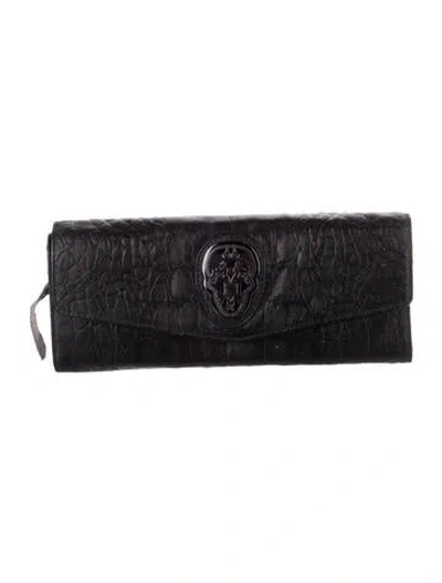 Pre-owned Thomas Wylde Embossed Leather Continental Wallet In Black