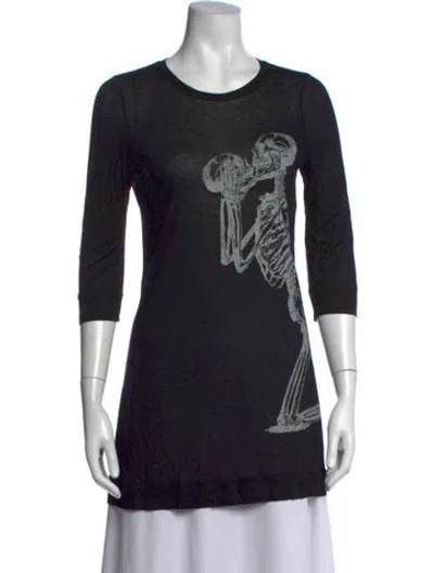 Pre-owned Thomas Wylde Graphic Print Crew Neck Top In Black