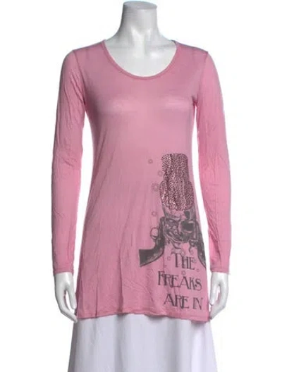 Pre-owned Thomas Wylde Graphic Print Crew Neck Top In Pink