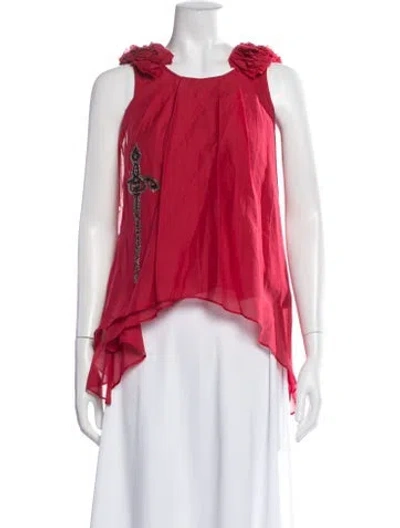 Pre-owned Thomas Wylde Graphic Print Crew Neck Top In Red