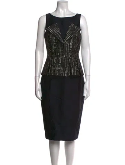 Pre-owned Thomas Wylde Graphic Print Knee-length Dress In Black