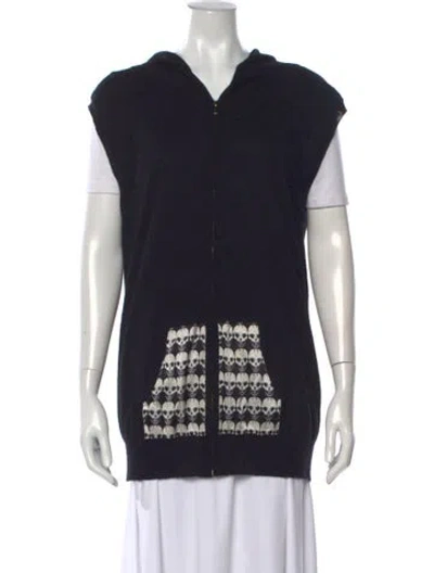 Pre-owned Thomas Wylde Graphic Print Open Front Sweater In Black
