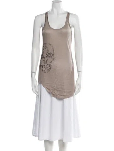 Pre-owned Thomas Wylde Graphic Print Scoop Neck Top In Neutral