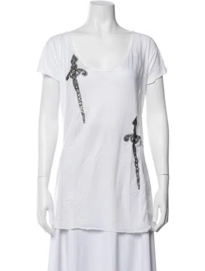 Pre-owned Thomas Wylde Graphic Print Scoop Neck T-shirt In White