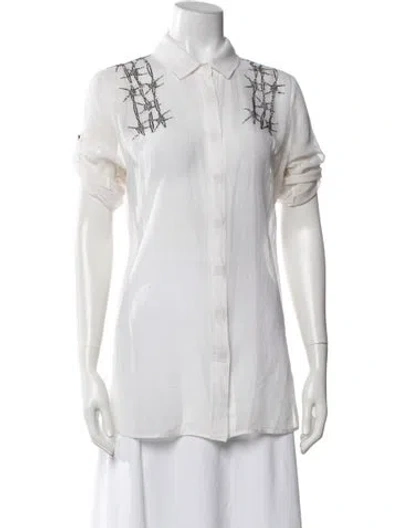 Pre-owned Thomas Wylde Graphic Print Short Sleeve Button-up Top In Neutrals