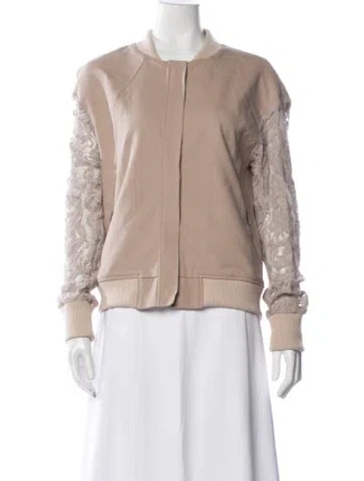 Pre-owned Thomas Wylde Lace Pattern Bomber Jacket In Neutral