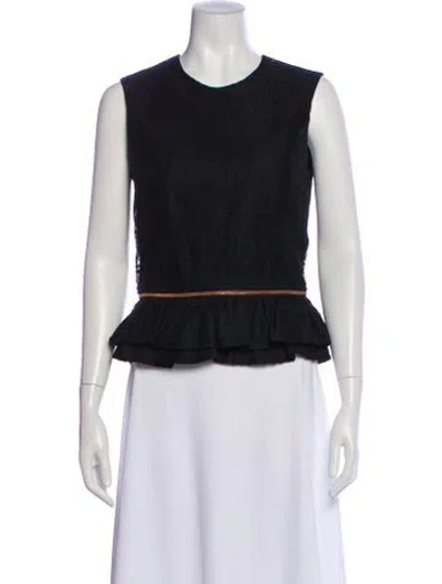 Pre-owned Thomas Wylde Lace Pattern Crew Neck Top In Black