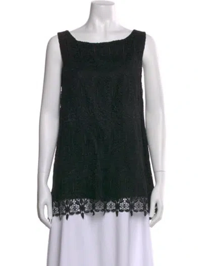 Pre-owned Thomas Wylde Lace Pattern Scoop Neck Top In Black
