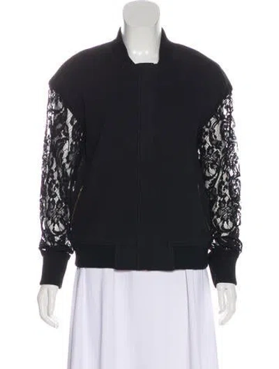Pre-owned Thomas Wylde Lace Sleeve Bomber Jacket In Black