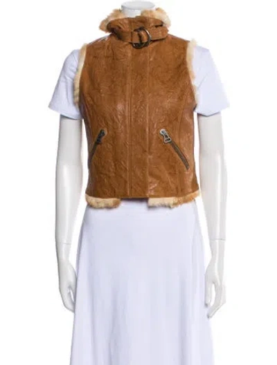 Pre-owned Thomas Wylde Lamb Leather Faux Fur Jacket In Brown