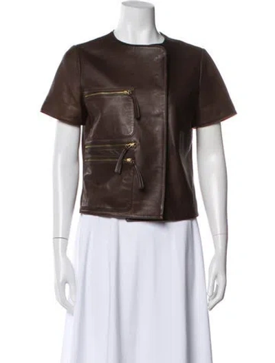 Pre-owned Thomas Wylde Leather Biker Jacket In Brown