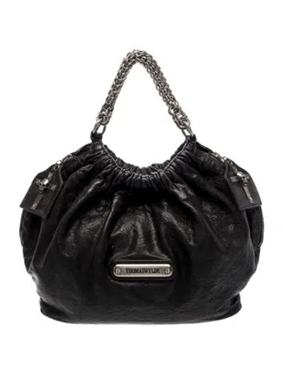 Pre-owned Thomas Wylde Leather Hobo In Black