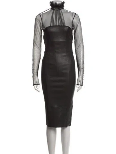 Pre-owned Thomas Wylde Leather Knee-length Dress In Black