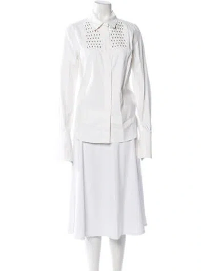 Pre-owned Thomas Wylde Long Sleeve Button-up Top In White