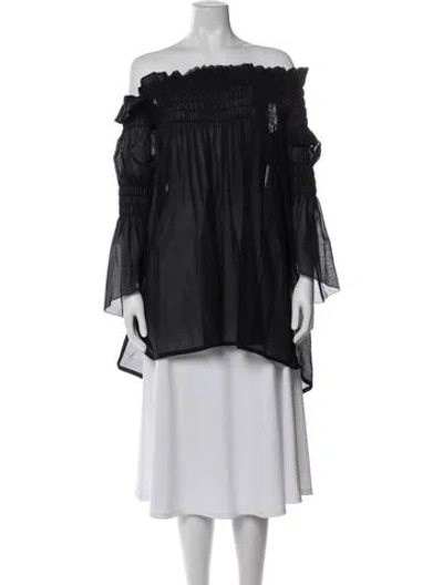 Pre-owned Thomas Wylde Off-the-shoulder Long Sleeve Top In Black