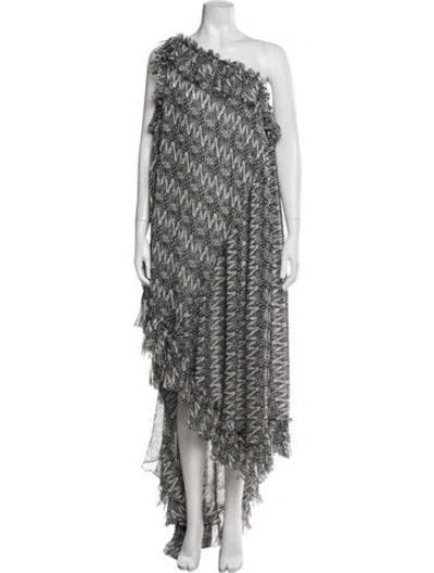 Pre-owned Thomas Wylde Printed Long Dress In Gray