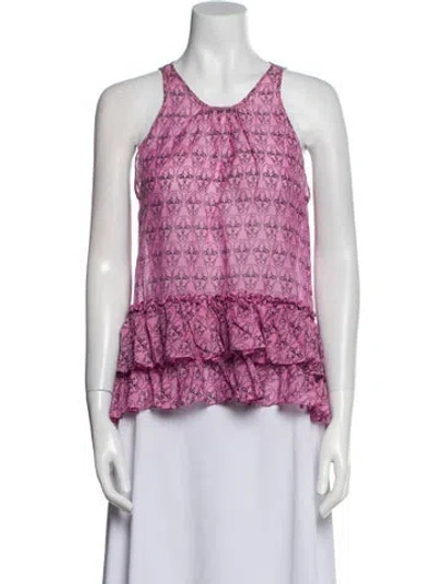 Pre-owned Thomas Wylde Printed V-neck Blouse In Pink
