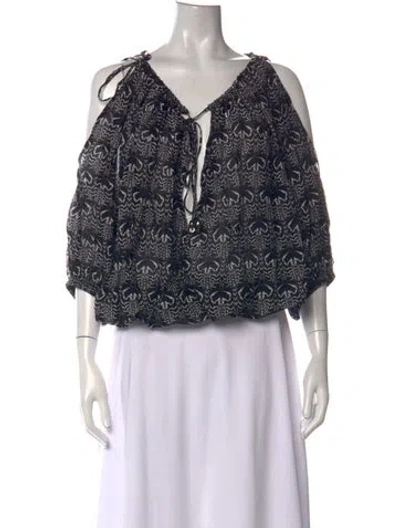 Pre-owned Thomas Wylde Printed V-neck Top In Black