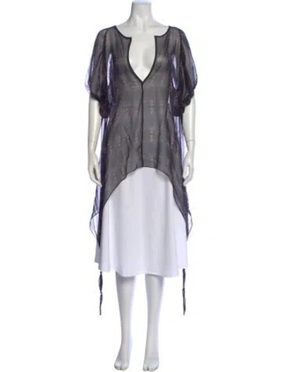 Pre-owned Thomas Wylde Printed V-neck Top In White