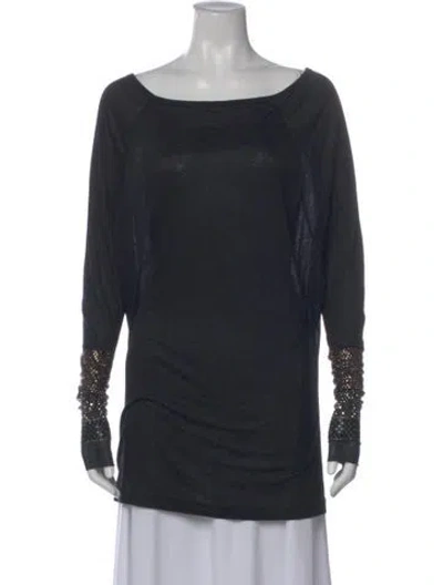 Pre-owned Thomas Wylde Scoop Neck Long Sleeve Top In Black