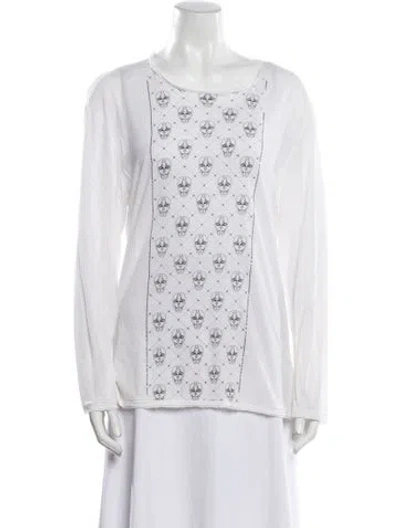 Pre-owned Thomas Wylde Scoop Neck Long Sleeve Tunic In White
