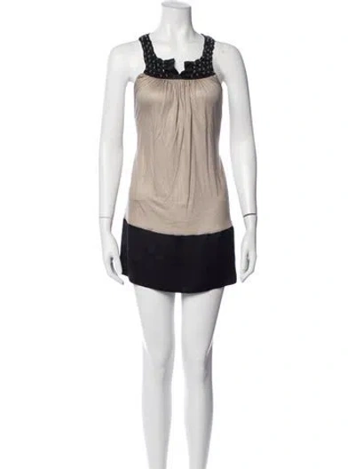 Pre-owned Thomas Wylde Scoop Neck Mini Dress In Neutrals