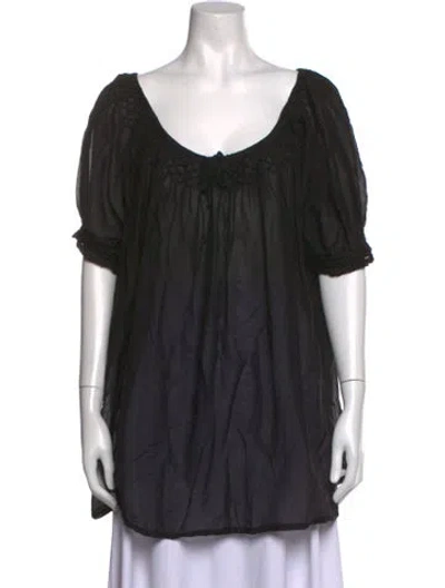 Pre-owned Thomas Wylde Scoop Neck Short Sleeve Blouse In Black