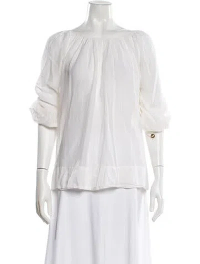 Pre-owned Thomas Wylde Scoop Neck Three-quarter Sleeve Blouse In White