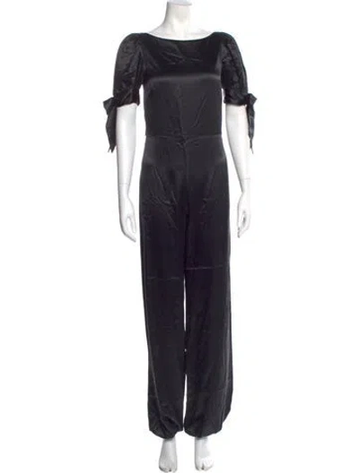 Pre-owned Thomas Wylde Silk Bateau Neckline Jumpsuit In Black