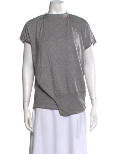 Pre-owned Thomas Wylde Silk Bateau Neckline Top In Grey