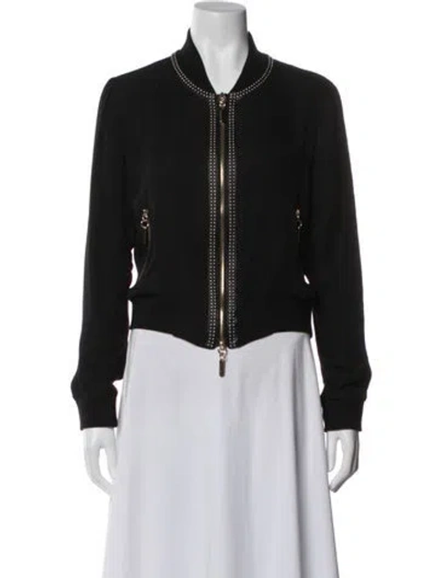 Pre-owned Thomas Wylde Silk Bomber Jacket In Black