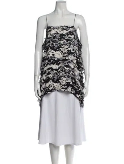 Pre-owned Thomas Wylde Silk Camouflage Print Top In Black
