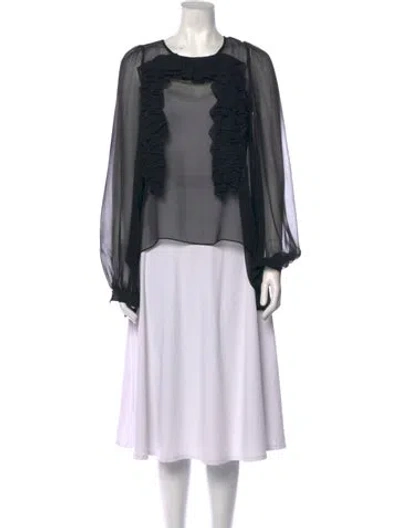 Pre-owned Thomas Wylde Silk Crew Neck Blouse In Black