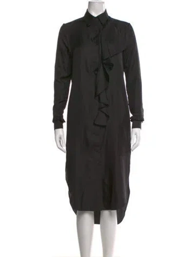 Pre-owned Thomas Wylde Silk Long Dress In Black