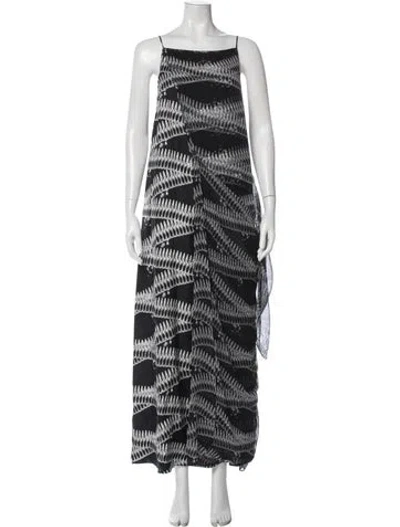 Pre-owned Thomas Wylde Silk Long Dress In Black