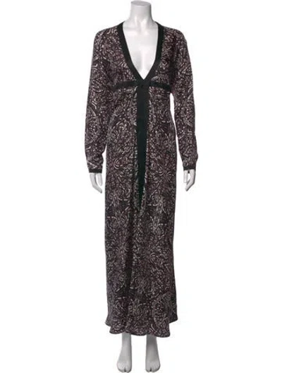 Pre-owned Thomas Wylde Silk Long Dress In Black