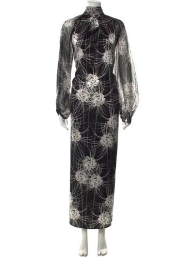 Pre-owned Thomas Wylde Silk Long Dress In Black