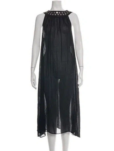 Pre-owned Thomas Wylde Silk Long Dress In Black