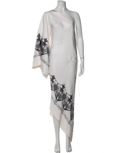 Pre-owned Thomas Wylde Silk Long Dress In White