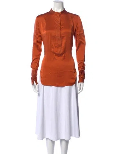 Pre-owned Thomas Wylde Silk Long Sleeve Top In Orange