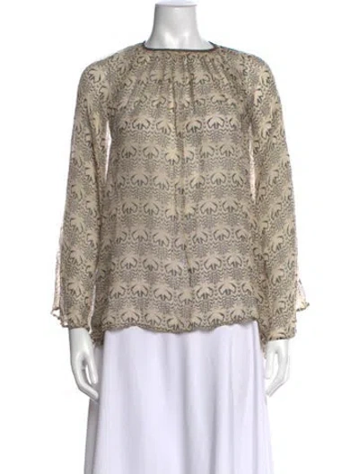 Pre-owned Thomas Wylde Silk Patterned Blouse In Neutrals