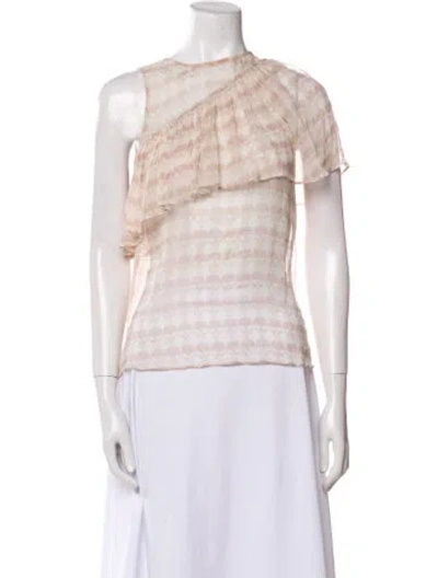 Pre-owned Thomas Wylde Silk Plaid Print Top In Neutral