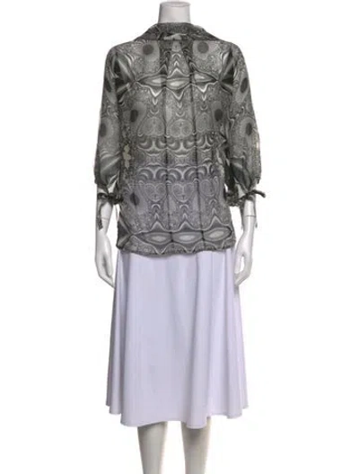 Pre-owned Thomas Wylde Silk Printed Blouse In Black