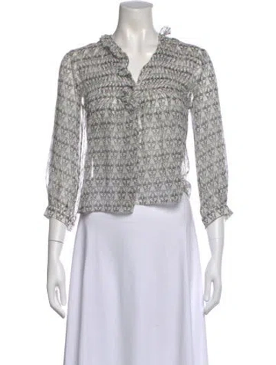 Pre-owned Thomas Wylde Silk Printed Blouse In Gray