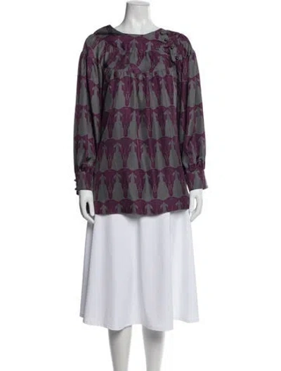 Pre-owned Thomas Wylde Silk Printed Blouse In Gray