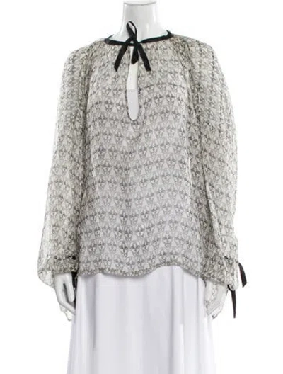 Pre-owned Thomas Wylde Silk Printed Blouse In White