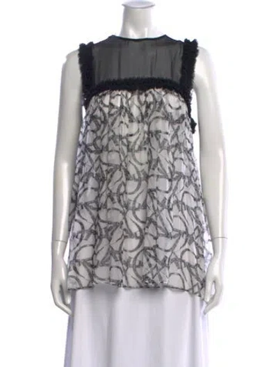Pre-owned Thomas Wylde Silk Printed Top In Black