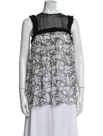 Pre-owned Thomas Wylde Silk Printed Top In Black