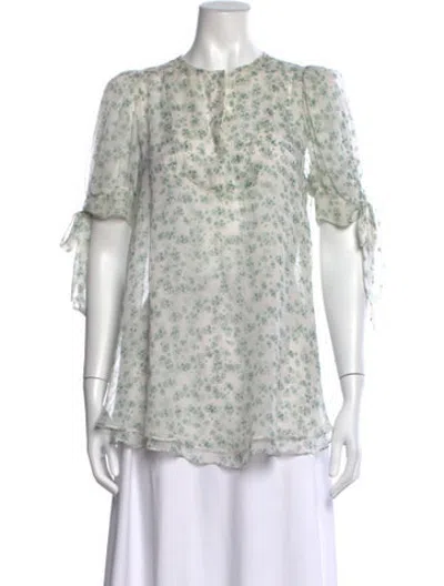 Pre-owned Thomas Wylde Silk Printed Top In Green